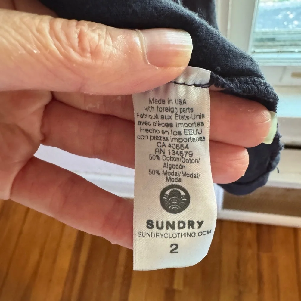 Sundry Navy Tee with Pink Stars - Picture 3 of 4